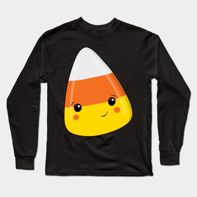 Cute Kawaii Candy Corn Long Sleeve T-Shirt by valentinahramov